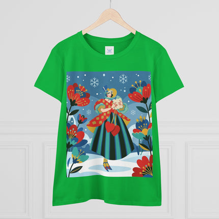 ❤️❄️ The Winter Heart Messenger Cotton Tee – Art Deco Winter Enchantment