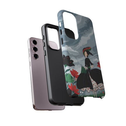 🌧️🌺 The Stormy Flower Walk Phone Case – Art Deco Floral Fashion