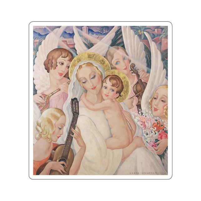Madonna with Child surrounded by musical angels by Gerda Wegener Kiss-Cut Stickers (4 Sizes)