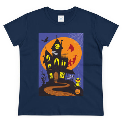 Halloween Night at the Haunted House Women's Midweight Cotton Tee