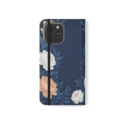 🌙🌸 The Lady Of The Moonlit Flowers Flip Case – Art Deco Floral Reverie