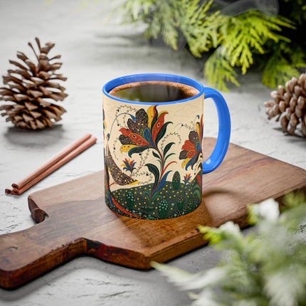 🌺🦋 The Enchanted Floral Voyage Colorful Mug – Art Deco Botanical Whimsy