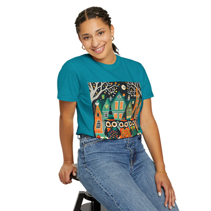 Night of the Trick-or-Treating Owlets Unisex Garment-Dyed T-shirt