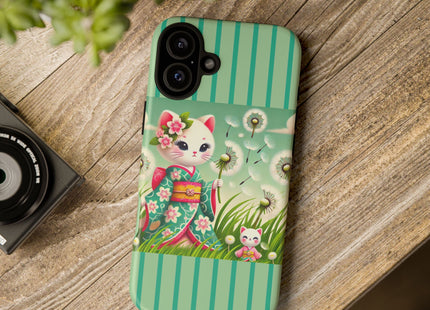 Geisha Kitten and the Dandelion Phone Cases