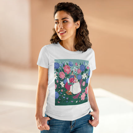 💎🌸 The Lady Of The Jeweled Garden Cotton Tee – Art Deco Floral Elegance