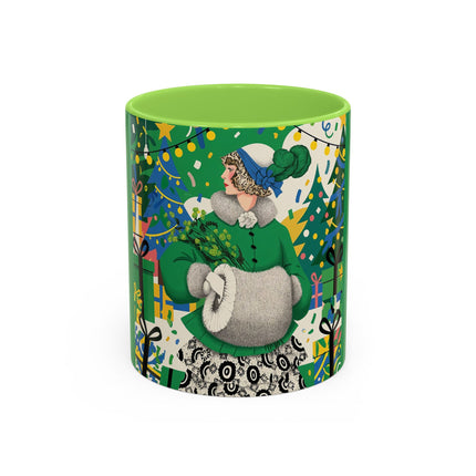 🍀🎄 The Emerald Holly Christmas Colorful Mug – Art Deco Holiday Elegance