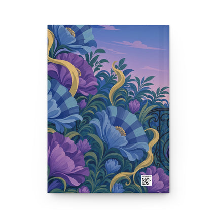 💜💙 The Enchanted Twilight Garden Hardcover Journal – Art Deco Floral Elegance