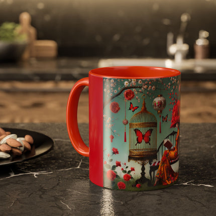 Reading in a Painted Garden Colorful Mugs (11oz, 15oz)