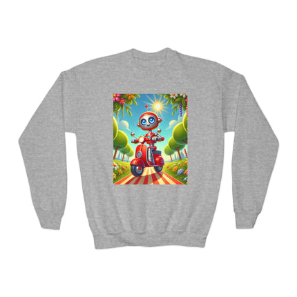 The Traveling Robot Youth Crewneck Sweatshirt – Adventure, Curiosity & Playful Discovery