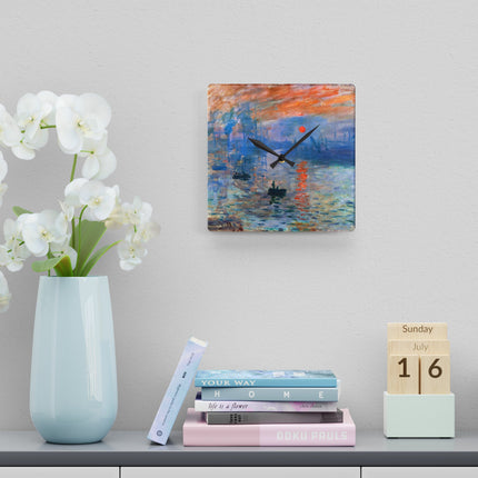 Sunrise by Claude Monet Acrylic Wall Clock, Round and Square