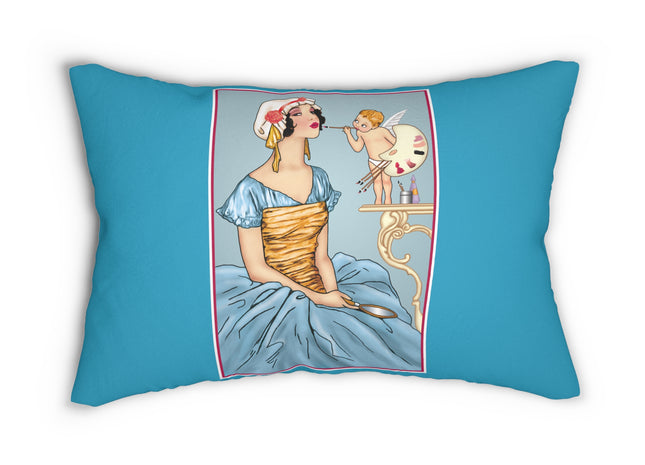 The Enchanting Painter: A Fairy's Artistic Touch Spun Polyester Lumbar Pillow