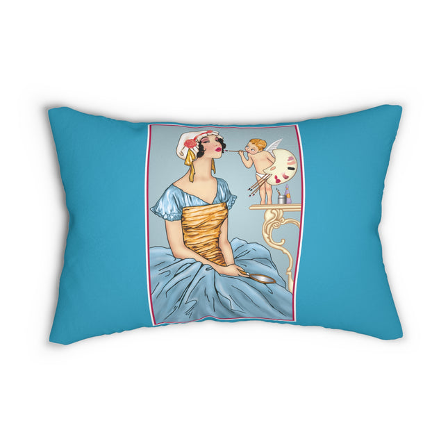 The Enchanting Painter: A Fairy's Artistic Touch Spun Polyester Lumbar Pillow