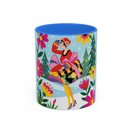 🌸🎄 Christmas In The Winter Garden Colorful Mug – Whimsical Holiday Fantasy