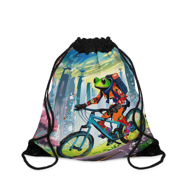 Cyberpunk Frog Drawstring Bag