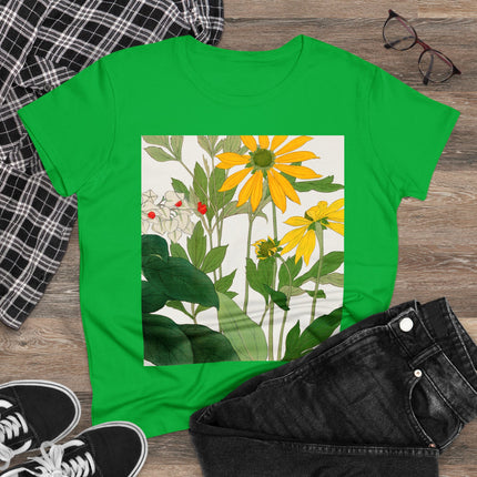 Clerodendrum & Rudbeckia Flower by Tanigami Kônan Women's Midweight Cotton Tee
