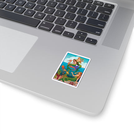 Three Mermaids with Strings of Pearls by Carlo Chiostri Kiss-Cut Stickers (4 Sizes)