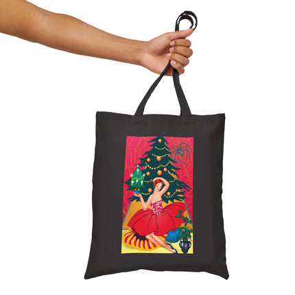 Art Deco Christmas Enchantment Cotton Canvas Tote Bag