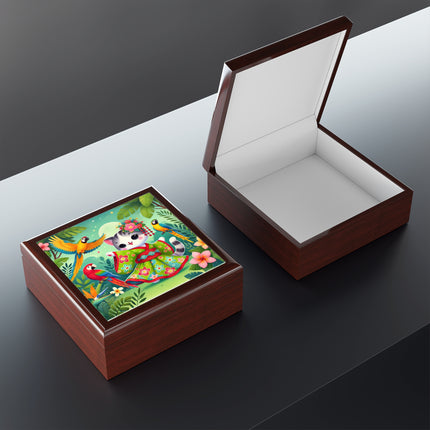 Parrot Dance of the Geisha Kitten Jewelry Box