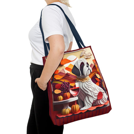 Shih Tzu at an Autumn Wine Tasting Tote Bag (AOP)