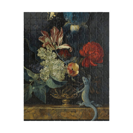 Dutch Baroque Still Life Puzzle — Tulips, Butterfly & Lizard (110–1014 pcs)