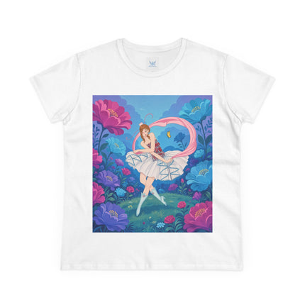 🦋🌸 The Butterfly Garden Ballet Cotton Tee – Art Deco Floral Whimsy