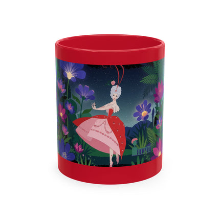 🌙🌺 The Lady Of The Midnight Flower Garden Ceramic Mug – Art Deco Floral Elegance