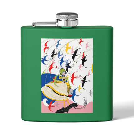 Flight of the Songbirds Stainless Steel Flask – Theatrical Whimsy & Colorful Harmony