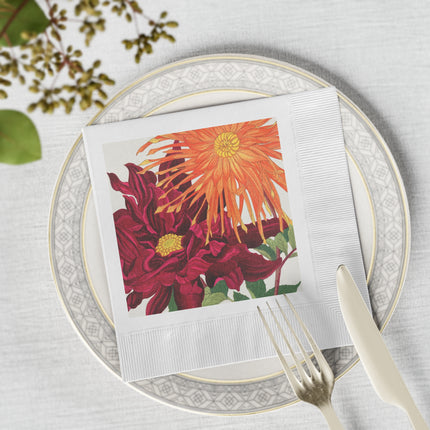 Dahlia by Tanigami Kônan White Coined Napkins