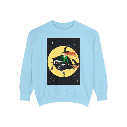 A Witch’s Moonlit Flight Unisex Garment-Dyed Sweatshirt