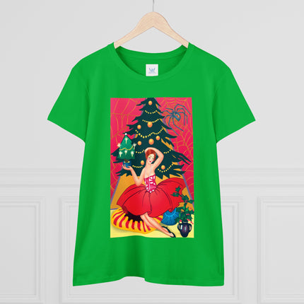 Art Deco Christmas Enchantment Women's Midweight Cotton Tee