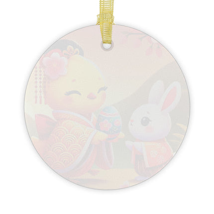 Whimsical Springtime Exchange Glass Ornament