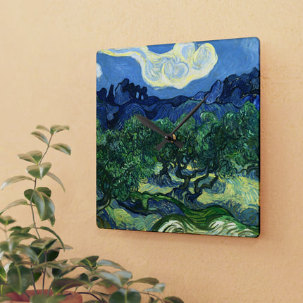 Olive Trees by Vincent Van Gogh Acrylic Wall Clock, Round and Square