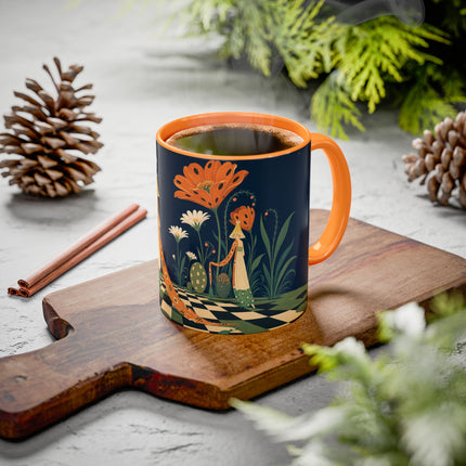 🌼🧡 The Midnight Floral Masquerade Colorful Mug – Art Deco Fashion Fantasy