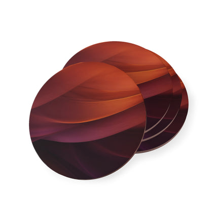 Wave Pattern with Intertwined Hues of Orange, Rose, Maroon, and Purple Coasters
