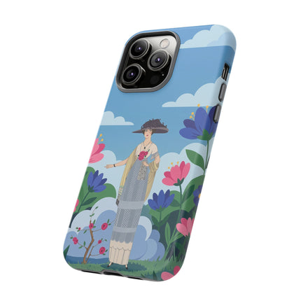 🌸🎩 The Lady Of The Grand Flower Garden Phone Case – Art Deco Fashion Illustration
