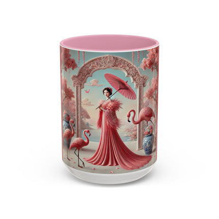 Petals, Porcelain, and Flamingos Colorful Mugs (11oz, 15oz)