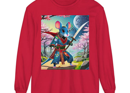Cyber Samurai Rat Garment-dyed Long Sleeve T-Shirt