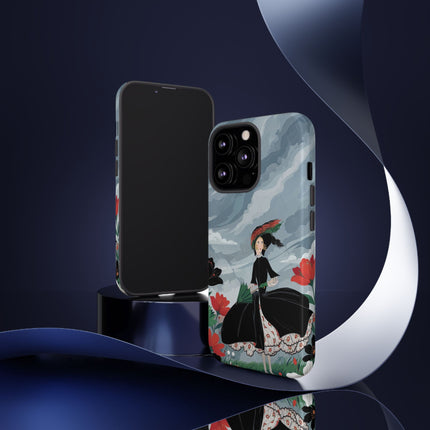 🌧️🌺 The Stormy Flower Walk Phone Case – Art Deco Floral Fashion