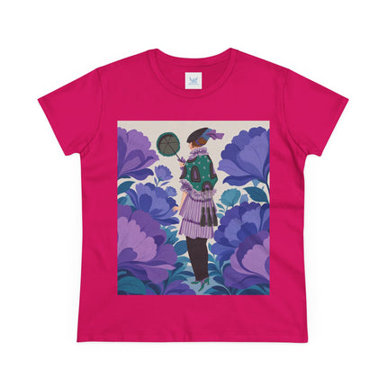 💜🌸 The Violet Garden Promenade Cotton Tee – Art Deco Floral Fashion