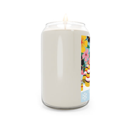 🌼🎄 The Christmas Blossom Belle Scented Soy Candle – Colorful Art Deco Holiday Fantasy