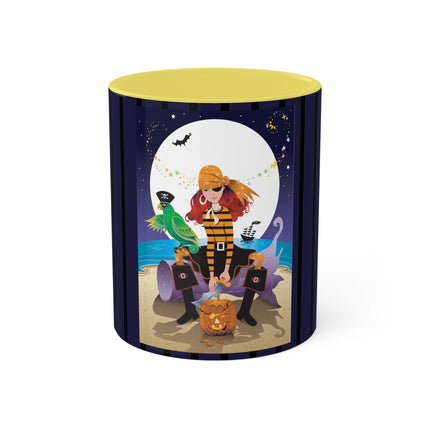 Moonlit Pirate Halloween Colorful Mugs, 11oz