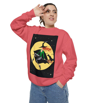 A Witch’s Moonlit Flight Unisex Garment-Dyed Sweatshirt