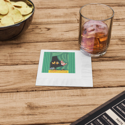 Easter Elf's Whimsy White Coined Napkins