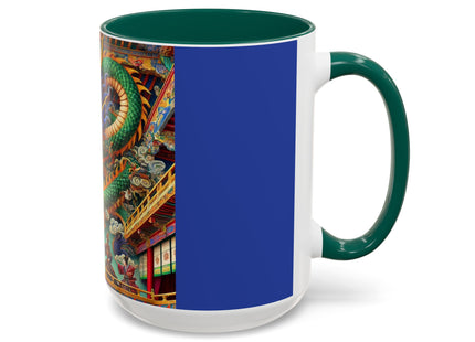 Tibetan Dragon Over Kabuki Duel Colorful Mugs (11oz, 15oz)