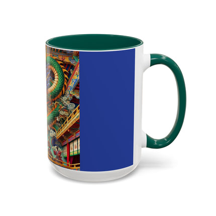 Tibetan Dragon Over Kabuki Duel Colorful Mugs (11oz, 15oz)