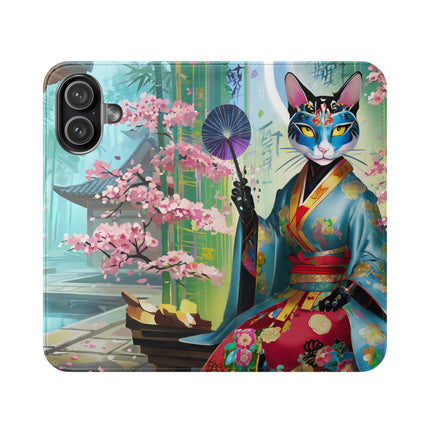 🌸✨ Cyberpunk Geisha Flip Case – Neon Elegance & Futuristic Grace