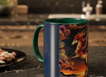 Flame-Winged Horse at Sunset Colorful Mugs (11oz, 15oz)