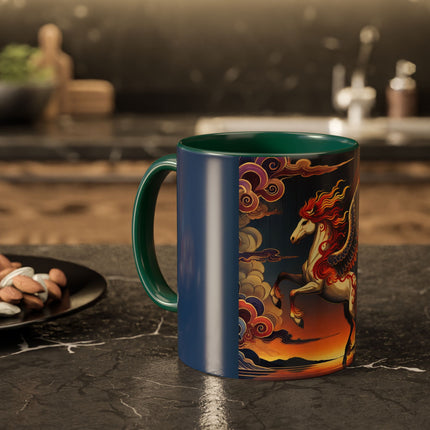 Flame-Winged Horse at Sunset Colorful Mugs (11oz, 15oz)