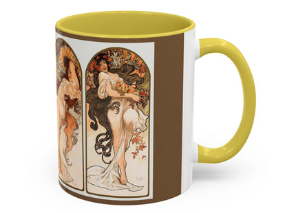 The Seasons by Alphonse Maria Mucha Colorful Mugs (11oz, 15oz)