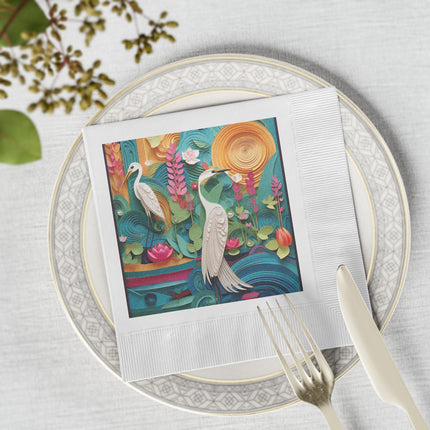 Elegant Egret Oasis White Coined Napkins